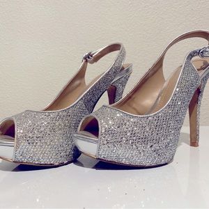 Aldo sparkle sling back stiletto pumps